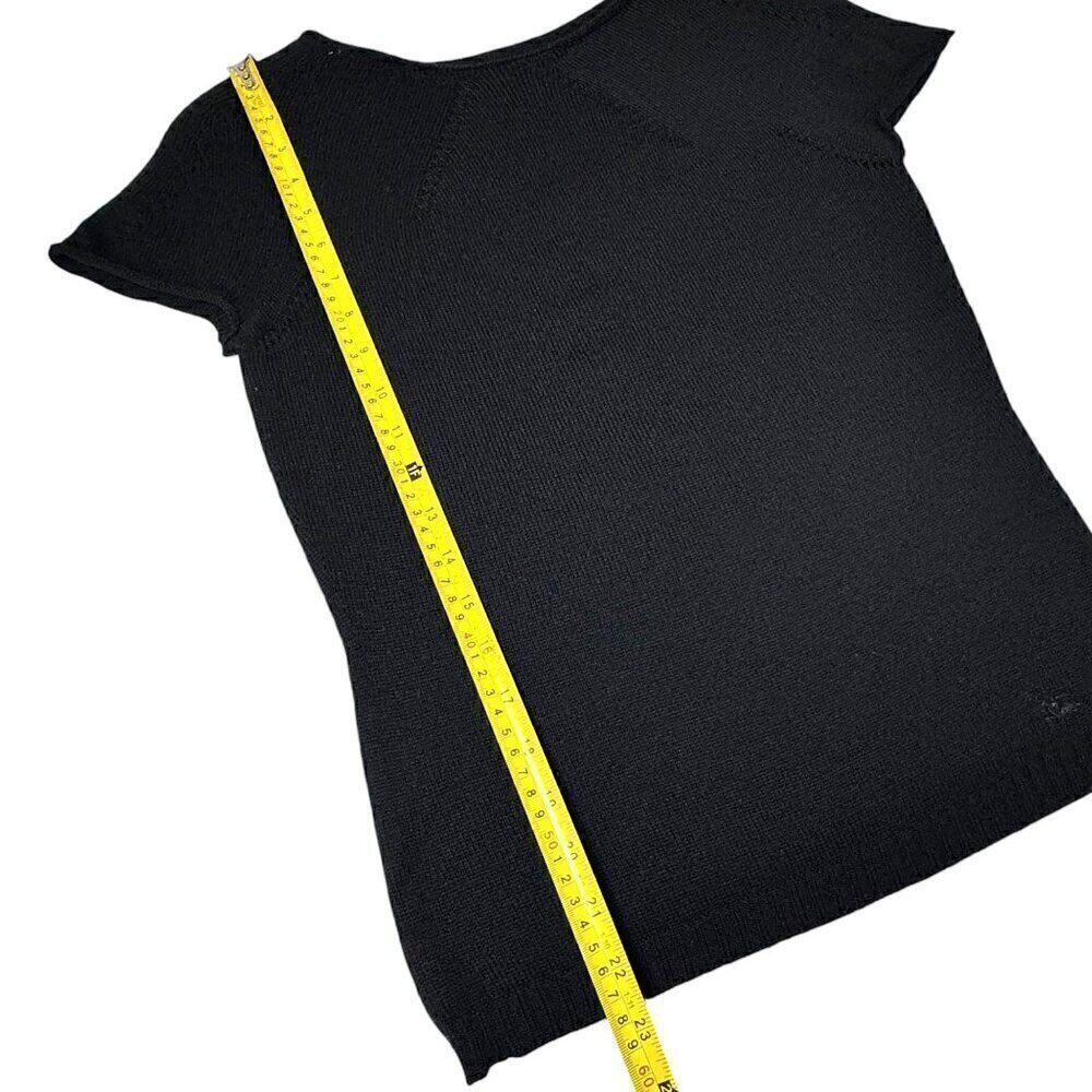 Burberry London Sweater Top Sz.M Black 100% Wool Knit Short Sleeve Basic Classic - Picture 6 of 11